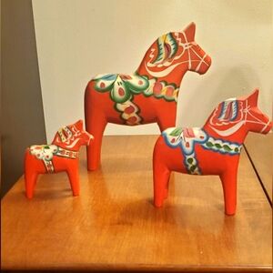 Grannas Olsson Dala Horse Red Swedish Dala Horse Made in Sweden Set of 3